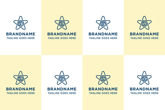Letters BN BO BR BS BU BX BY BZ Star Monogram Logo Set