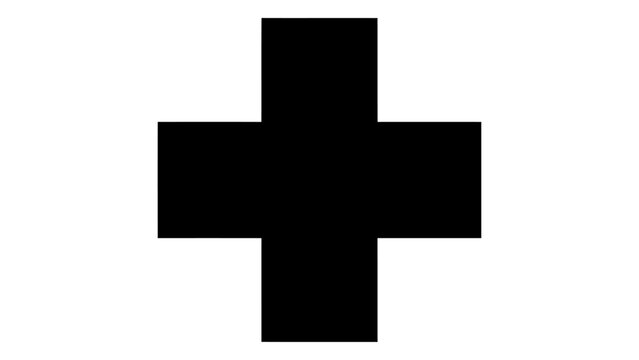 Simple black cross icon isolated on white background