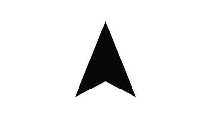 Fototapeta premium Sharp upward pointing arrow shape in black silhouette against a white background silhouette