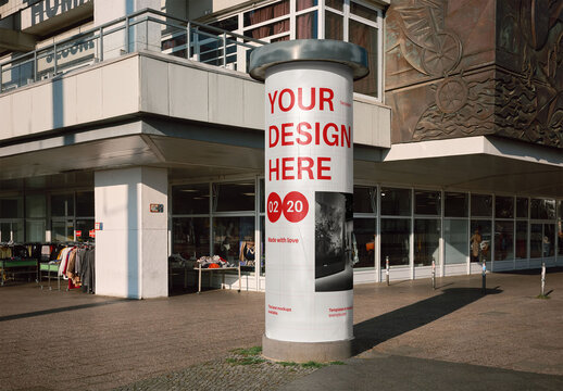 Mockup Of Customized Circular Poster In City