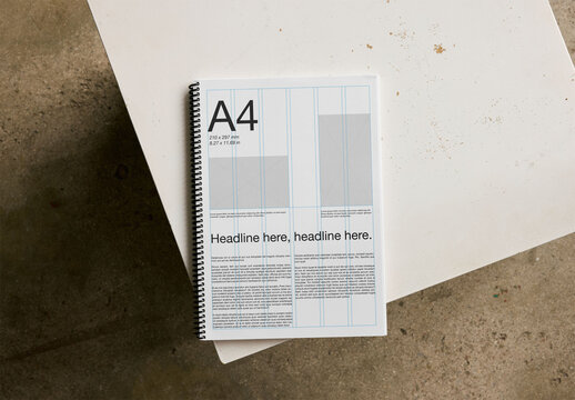Mockup Of Customizable A4 Spiral Bound Magazine
