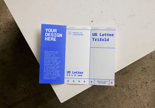 Mockup Of Customizable Tri-Fold Open Leaflet