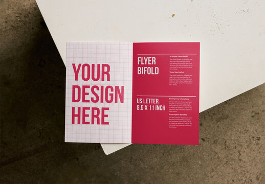 Mockup Of Customized Bi-Fold Open Leaflet