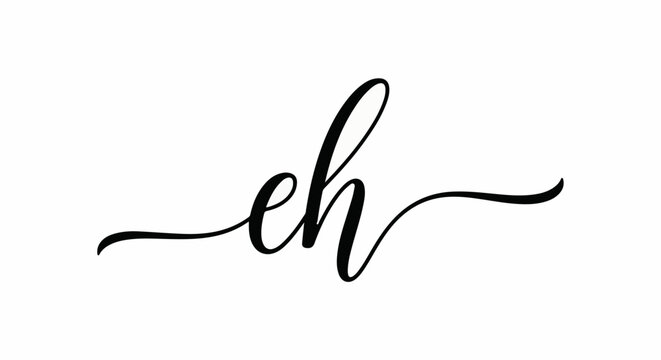 Elegant cursive script of the letters 'e' and 'h' with flowing decorative swirls