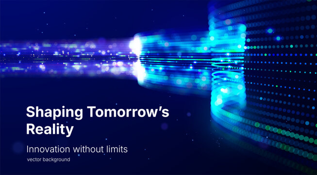 Futuristic digital transformation concept with dynamic neon lines and information flow. Modern technology backdrop for automation, cloud computing AI solutions enterprise modernization and innovation.