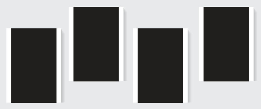 4 Rectangle photo frames in black and white colors with elegant layout. Used as a collage template for your gallery pictures or photographs with a classic old look style.