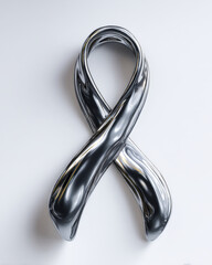 Naklejka premium Chrome Awareness Ribbon For Support Health And Charity Campaigns
