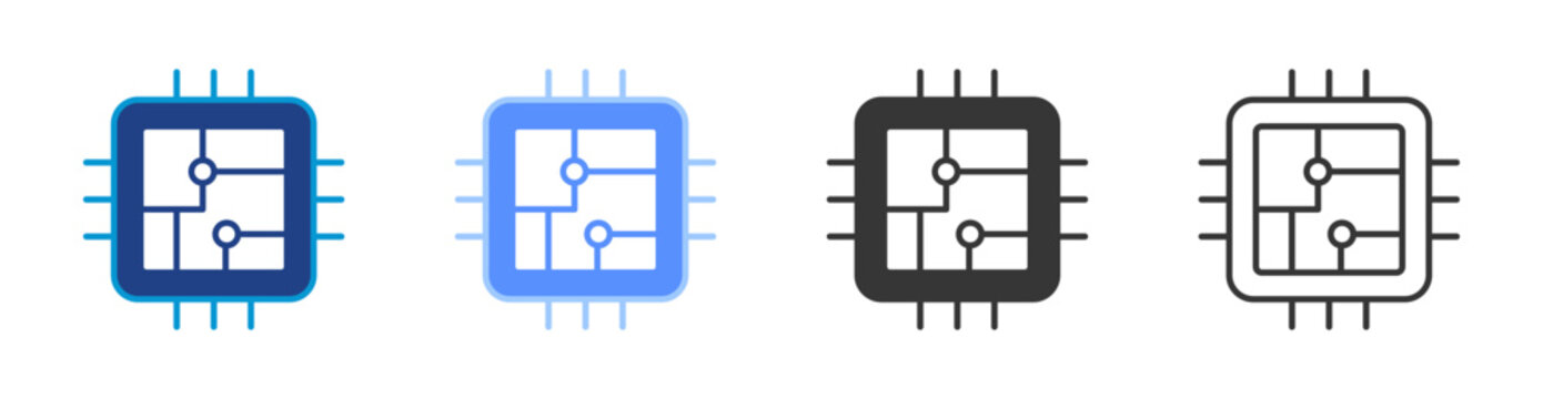 Chip icon set multiple style collection	