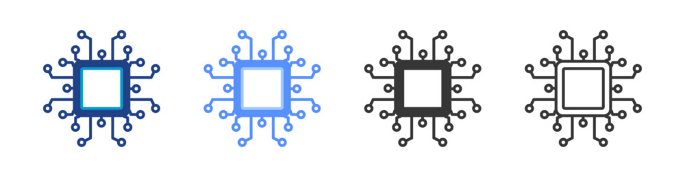Processor icon set multiple style collection	