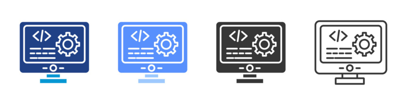 Coding icon set multiple style collection