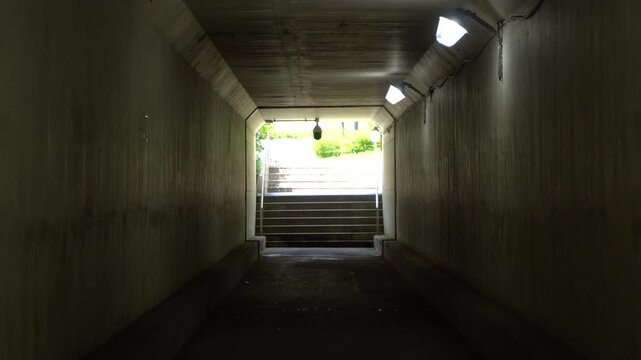 Long dark tunnel with low light