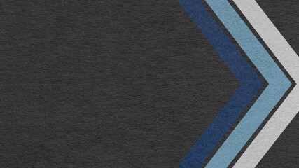 Fototapeta premium Black paper texture background with blue chevron corner stripes and copy space for banner, presentation, template