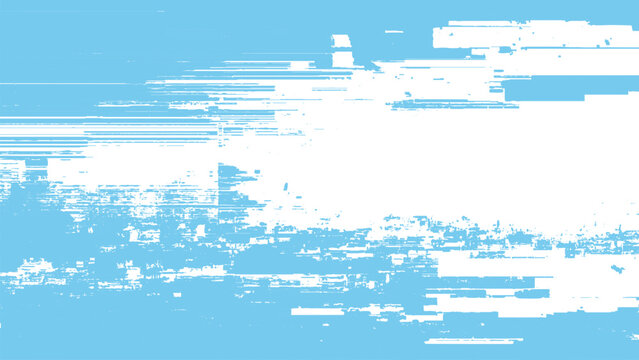 Glitchy white and light blue digital distortion screen error background texture overlay effect