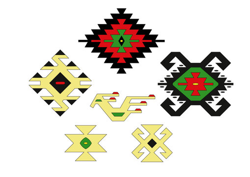 Traditional Serbian Pirot kilim rug carpet weaving decoration motifs vector diamond pattern vector illustration