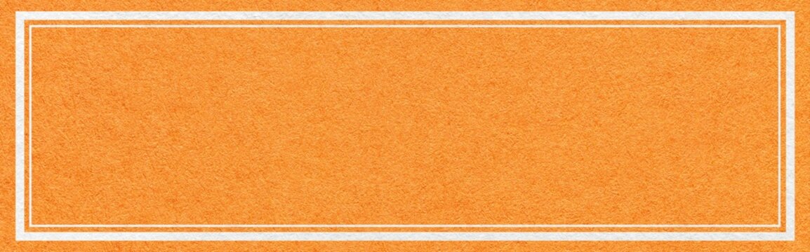 Orange textured paper background with white double frame border and copy space for website header banner template