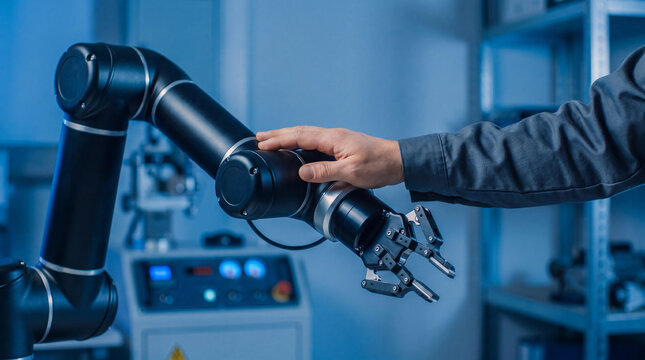 Innovative collaboration between human and robot in smart factory.