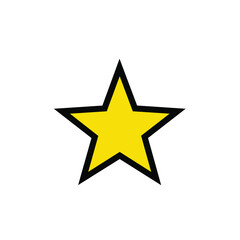 Obraz premium Yellow five pointed star with bold black outline.
