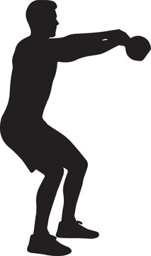 Person doing kettle bell squat exercise