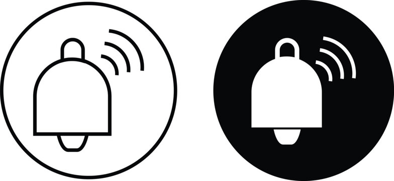 Digital notification bell icon set. New message reminder and system alert symbols. Notification badge sign. Abstract alarm bell and subscription update symbols.