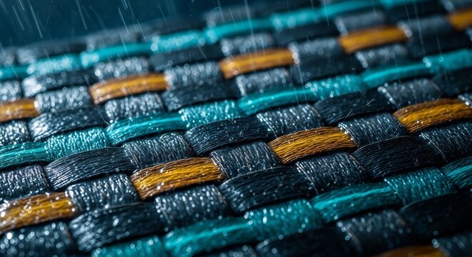 Wet Woven Nylon Straps in Close Up Abstract Texture