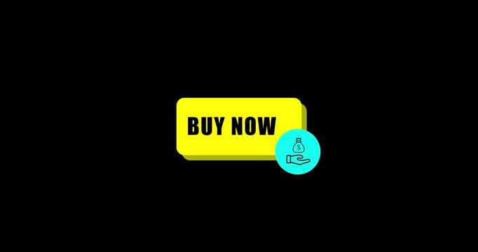 Buy now button icon on a transparent background  animation. Buy now transparent badge strong marketing promotion modern retail sales button animation