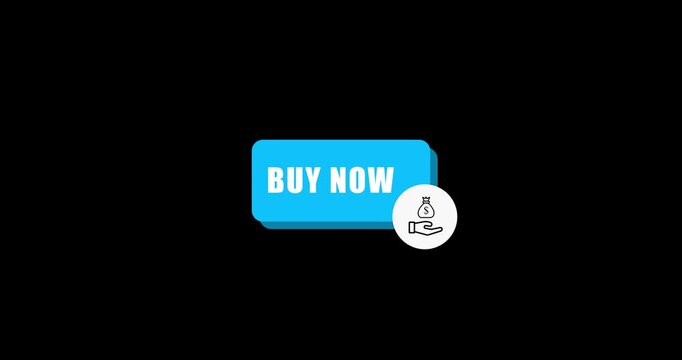 Buy now button icon on a transparent background  animation. Buy now transparent badge strong marketing promotion modern retail sales button animation