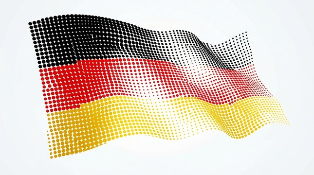 Abstract halftone wavy flag of germany isolated on white background