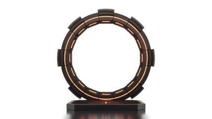 Obraz premium Futuristic circular glowing portal isolated on white background