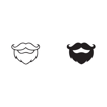 Beard Logo Icon Vector Illustration   Minimal Black Mustache and Beard Silhouette Design