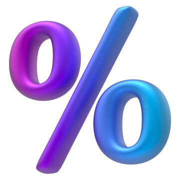 Glossy 3D Percentage Symbol Isolated on White Background