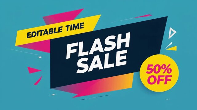 Bright Flash Sale Promotion Banner with Colorful Modern Graphic Elements