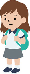 Fototapeta premium Girl With Backpack Ready For School vector shape