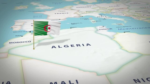 Algeria Map Flag 4K Loop