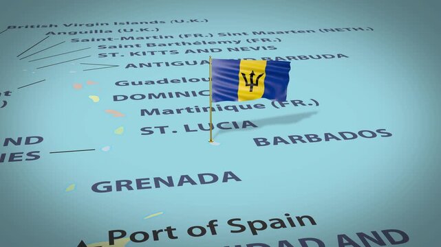 Barbados Map Flag 4K Loop