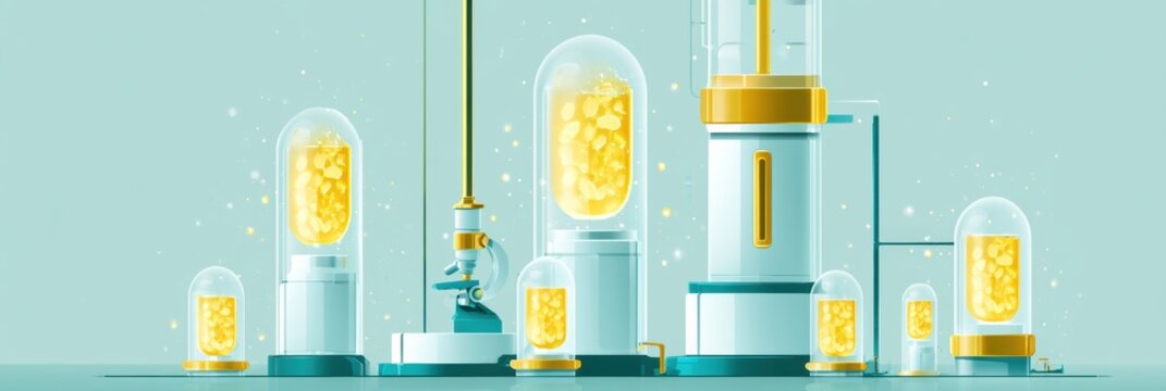 A modern fertility clinic where scientists use lab equipment and cryopreservation containers to freeze eggs in a clean setting.