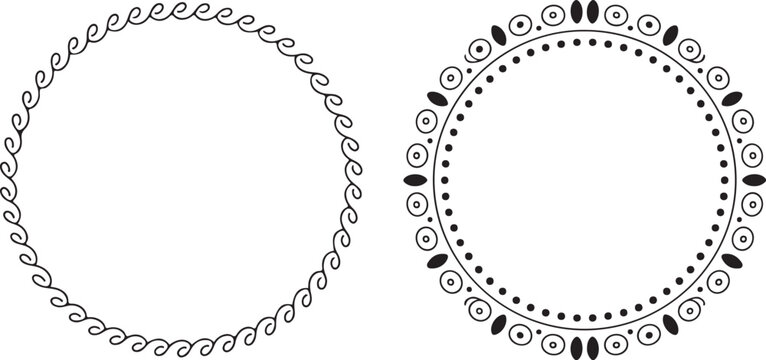 Circular Ornamental Frames and Vintage Border Elements Vector Clipart