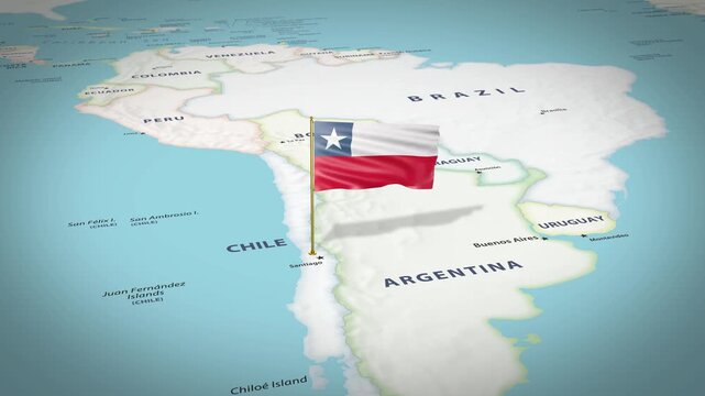 Chile Map Flag 4K Loop