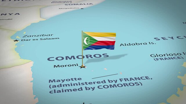 Comoros Map Flag 4K Loop