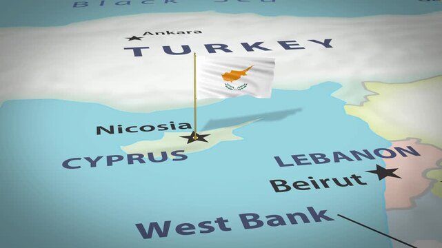 Cyprus Map Flag 4K Loop