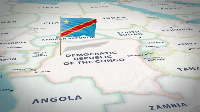 Democratic Republic of the Congo Map Flag 4K Loop