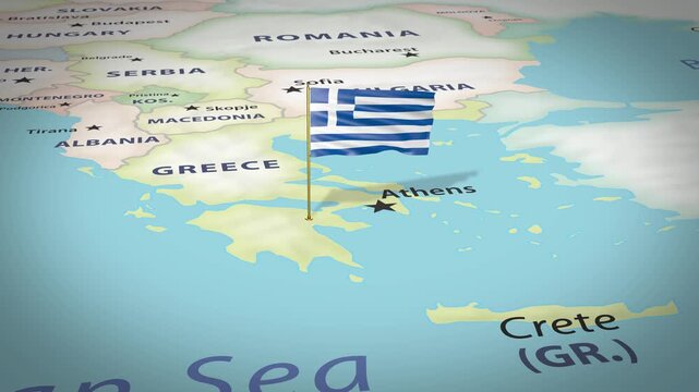 Greece Map Flag 4K Loop