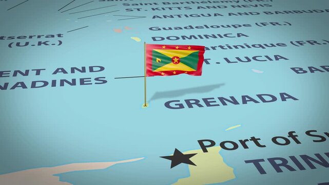 Grenada Map Flag 4K Loop
