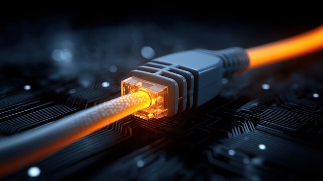 Network cable connected to a circuit board