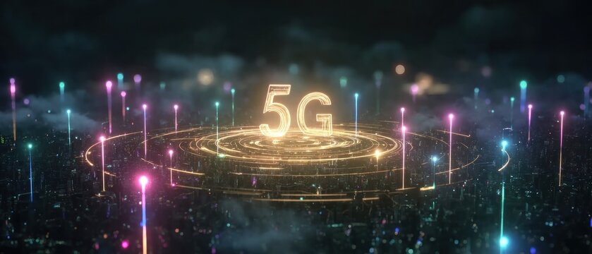 5 g technology concept with network and data transfer