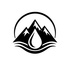 Fototapeta premium Abstract Mountain Peaks and Water Drop Logo Design, Nature Hydration Symbol for Outdoor Brands
