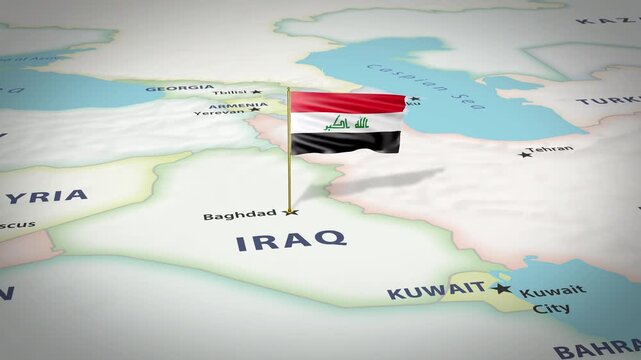 Iraq Map Flag 4K Loop
