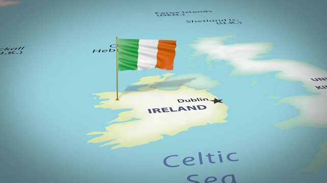 Ireland Map Flag 4K Loop