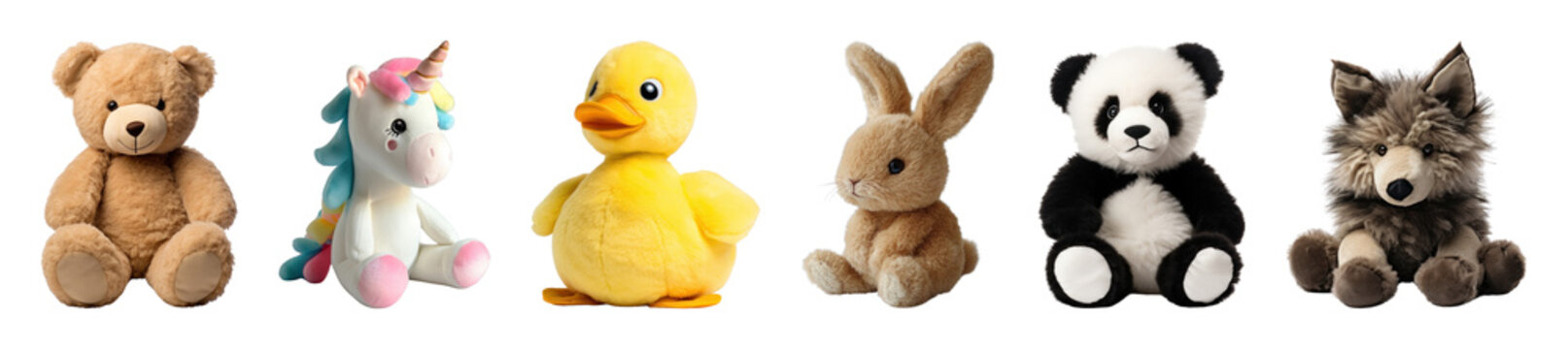 PNG Adorable plush toys collection on transparent background