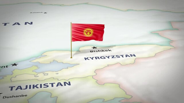 Kyrgyzstan Map Flag 4K Loop