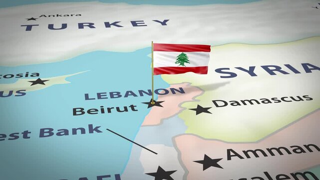 Lebanon Map Flag 4K Loop